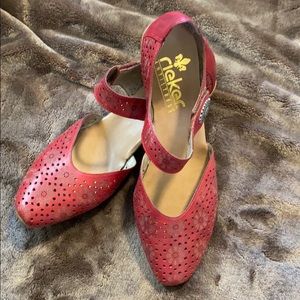 Red leather Rieker Antistress Miriam Sz 40